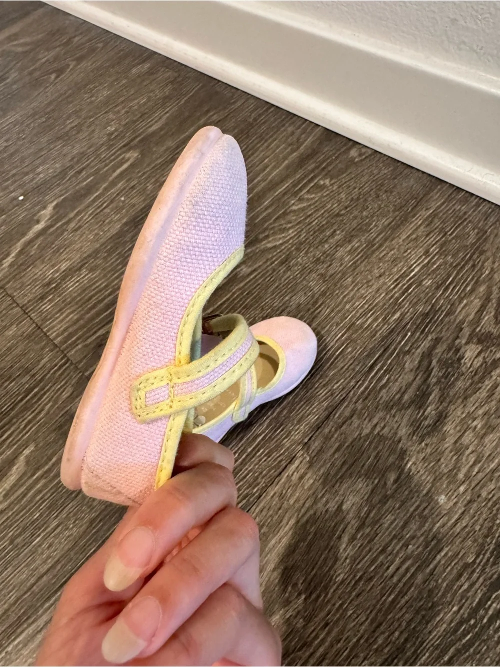 Hermosilla Girls Canvas light pink and yellow Mary Jane Shoes